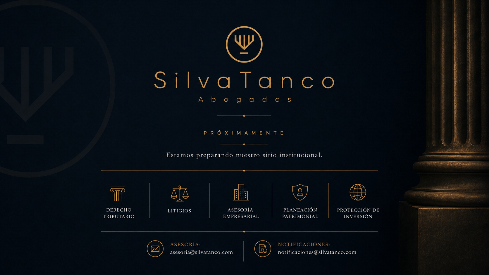 Silva Tanco Abogados. Próximamente. Estamos preparando nuestro sitio institucional.